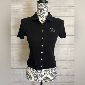 Derek Heart | Black Fitted Polo Button Down Shirt